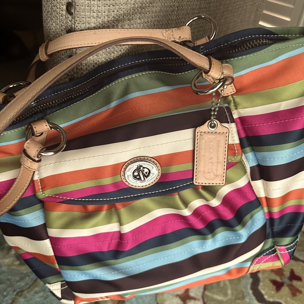 Coach Multicolor Striped Tote Bag